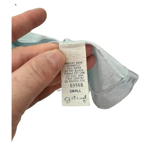 1546. VINTAGE‎ 1970’s GILEAD LACE SPAGHETTI STRAP LINGERIE NIGHTGOWN BABY BLUE - Picture 4 of 7